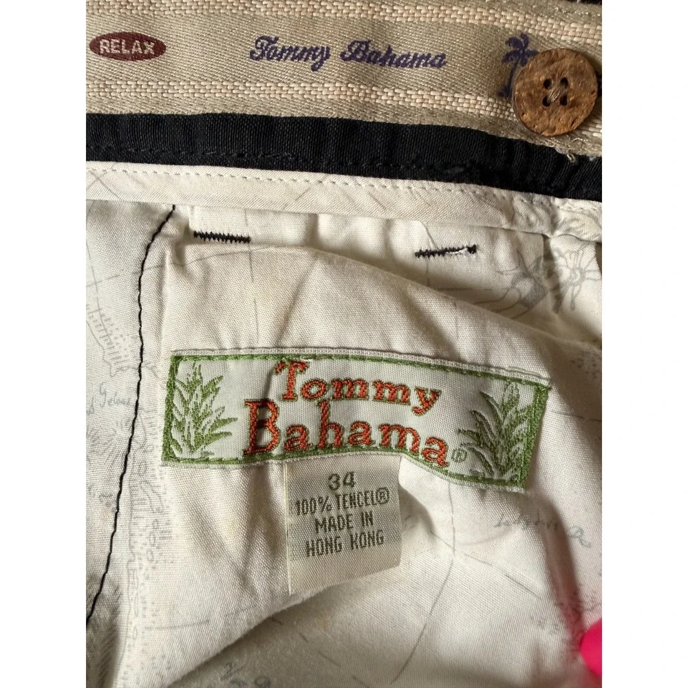 Vintage Tommy Bahama Relax Pants Mens 34x27 Black Pleated 100% Tencel Trousers - Picture 5 of 8